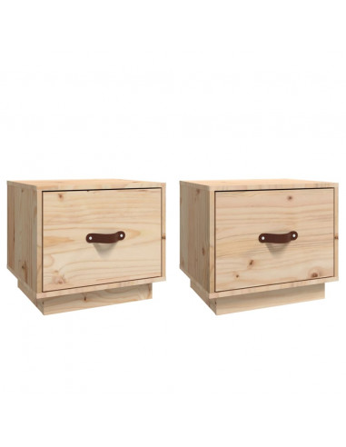 Comodini 2 pz 40x34x35 cm in Legno Massello di Pino