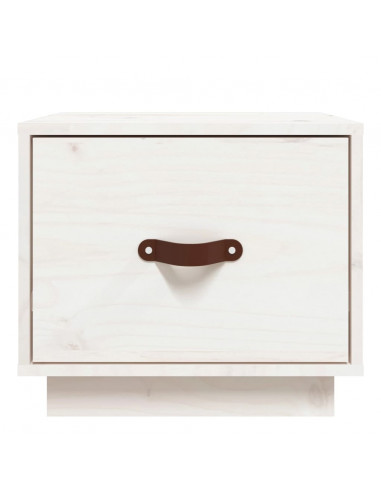 Comodini 2 pz Bianco 40x34x35 cm in Legno Massello di Pino