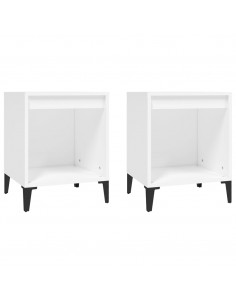 Comodini 2 pz in Bianco 40x35x50 cm 2