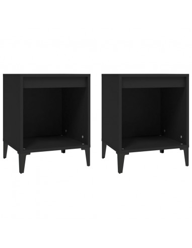 Comodini 2 pz Nero 40x35x50 cm