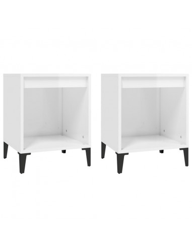 Comodini 2 pz in Bianco Lucido 40x35x50 cm