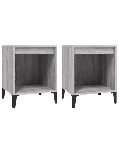 Comodino 2 pz Grigio Sonoma 40x35x50 cm
