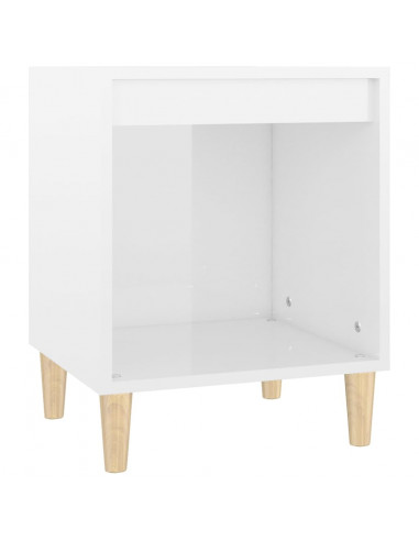Comodino Bianco Lucido 40x35x50 cm in Legno Multistrato