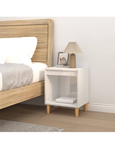 Comodino Bianco Lucido 40x35x50 cm in Legno Multistrato