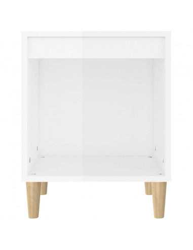 Comodino Bianco Lucido 40x35x50 cm in Legno Multistrato