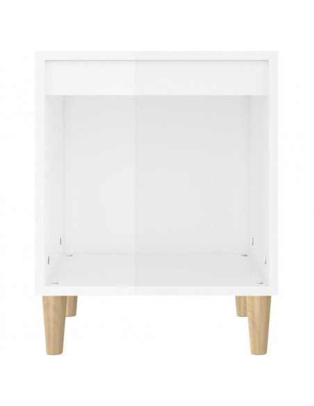 Comodino Bianco Lucido 40x35x50 cm in Legno Multistrato