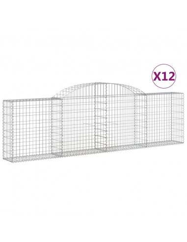 Cesti Gabbioni ad Arco 12 pz 300x30x80/100 cm Ferro Zincato