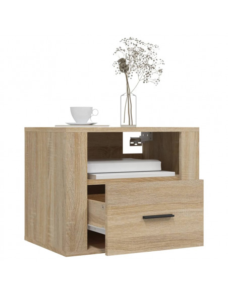 Comodino a Muro Rovere Sonoma 50x36x40 cm