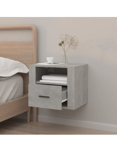 Comodino a Muro Grigio Cemento 50x36x40 cm