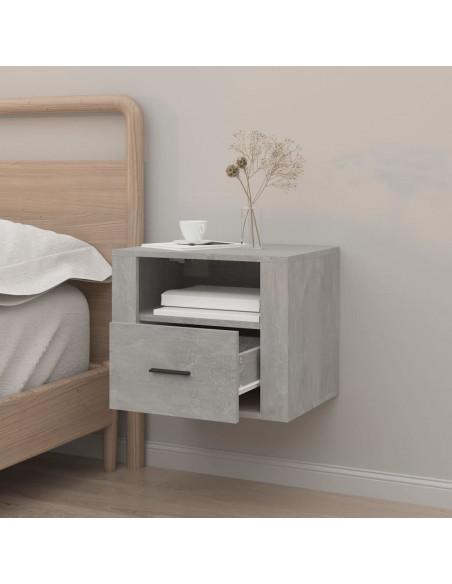 Comodino a Muro Grigio Cemento 50x36x40 cm