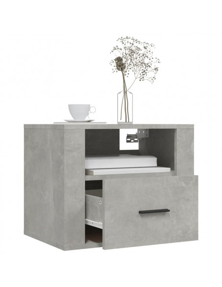 Comodino a Muro Grigio Cemento 50x36x40 cm