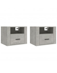 Comodini a Muro 2 pz Grigio Cemento 50x36x40 cm 2