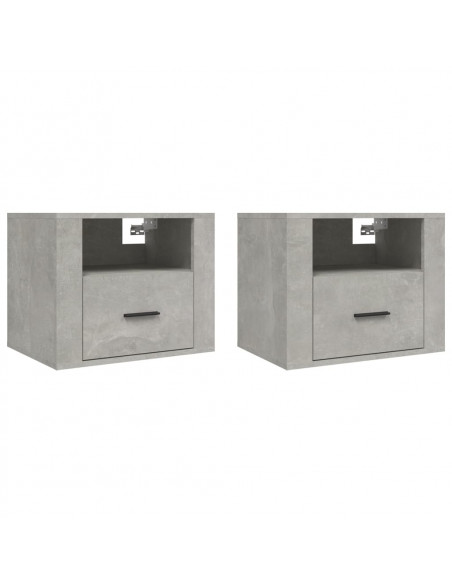 Comodini a Muro 2 pz Grigio Cemento 50x36x40 cm