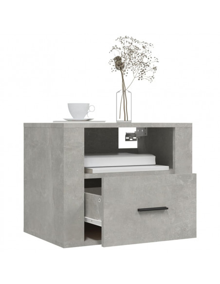 Comodini a Muro 2 pz Grigio Cemento 50x36x40 cm