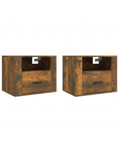 Comodini a Muro 2 pz Rovere Fumo 50x36x40 cm 2