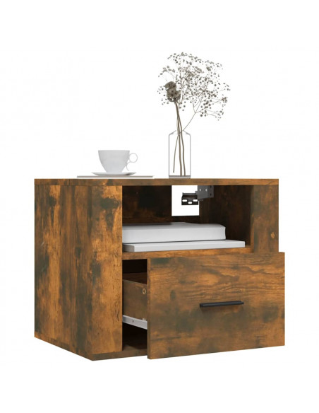 Comodini a Muro 2 pz Rovere Fumo 50x36x40 cm