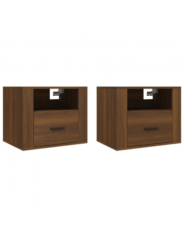 Comodini a Muro 2 pz Rovere Marrone 50x36x40 cm