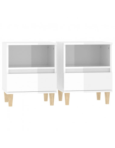 Comodini 2 pz in Bianco Lucido 40x35x50 cm