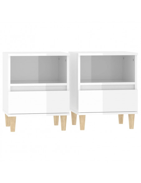 Comodini 2 pz in Bianco Lucido 40x35x50 cm