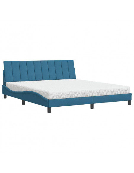 Letto con Materasso Blu 180x200 cm in Velluto