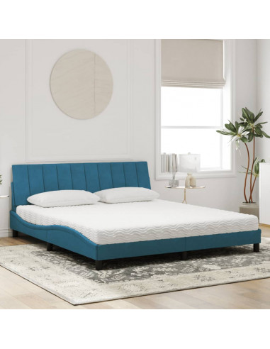 Letto con Materasso Blu 180x200 cm in Velluto