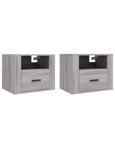 Comodini a Muro 2 pz Grigio Sonoma 50x36x40 cm 2