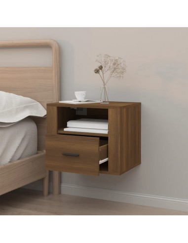 Comodino a Muro Rovere Marrone 50x36x40 cm