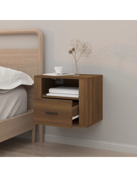 Comodino a Muro Rovere Marrone 50x36x40 cm