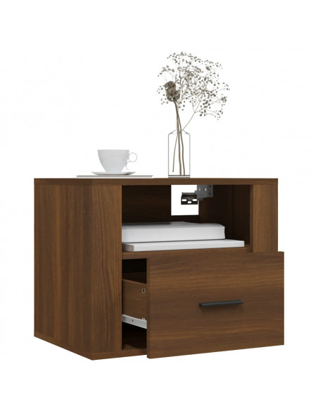Comodino a Muro Rovere Marrone 50x36x40 cm