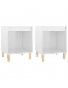 Comodini 2 pz in Bianco Lucido 40x35x50 cm 2