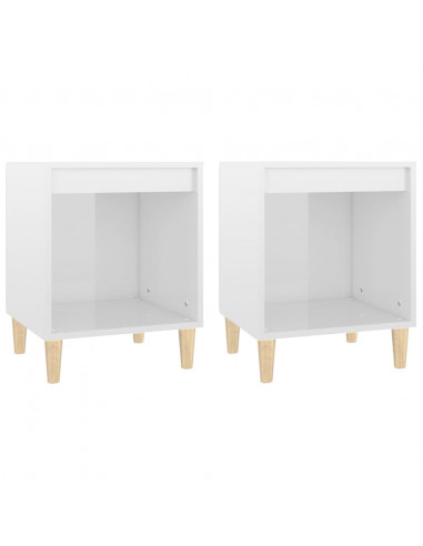 Comodini 2 pz in Bianco Lucido 40x35x50 cm