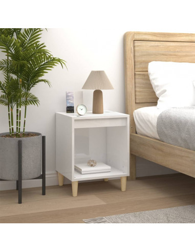 Comodini 2 pz in Bianco Lucido 40x35x50 cm