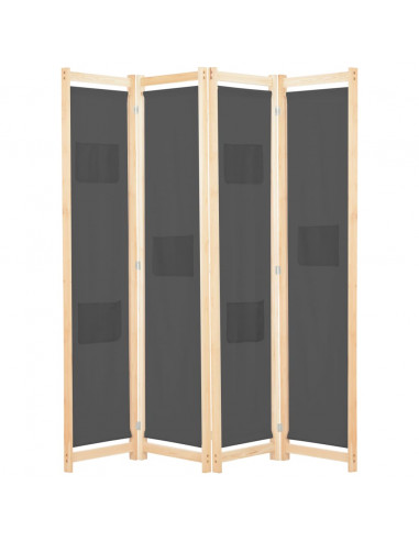 Divisorio a 4 Pannelli Grigio 160x170x4 cm in Tessuto