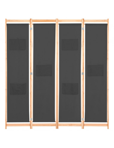 Divisorio a 4 Pannelli Grigio 160x170x4 cm in Tessuto