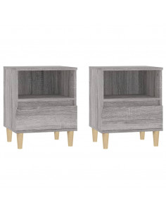 Comodino 2 pz Grigio Sonoma 40x35x50 cm 2