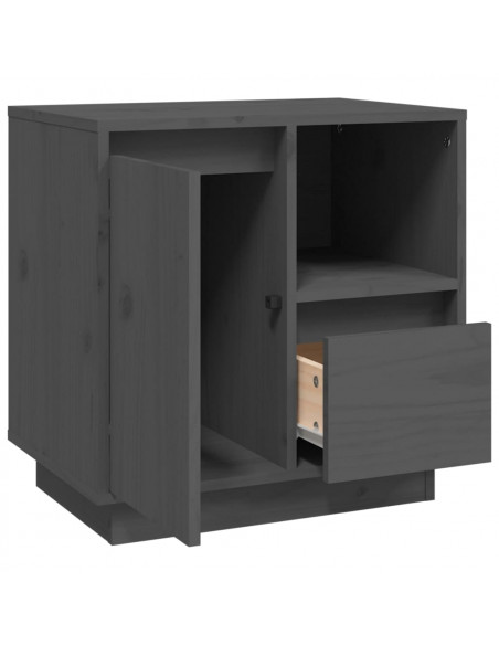 Comodino Grigio 50x34x50 cm in Legno Massello di Pino