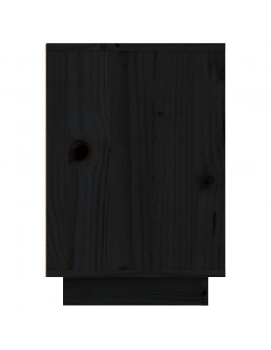 Comodino Nero 50x34x50 cm in Legno Massello di Pino