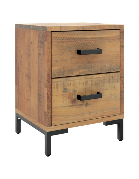 Comodino Marrone 36x30x45 cm in Legno Massello di Pino