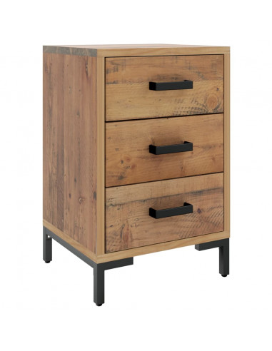 Comodino Marrone 40x30x55 cm Legno Massello di Pino Riciclato