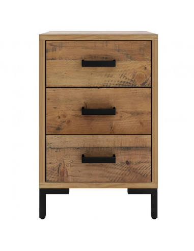 Comodino Marrone 40x30x55 cm Legno Massello di Pino Riciclato