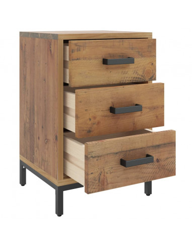 Comodino Marrone 40x30x55 cm Legno Massello di Pino Riciclato