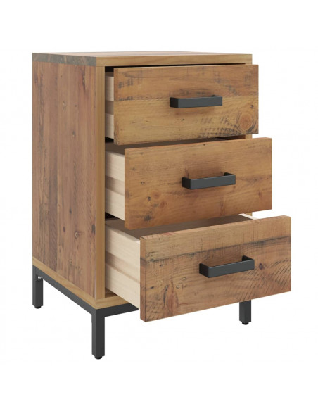 Comodino Marrone 40x30x55 cm Legno Massello di Pino Riciclato