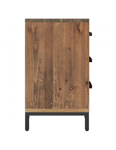 Comodino Marrone 40x30x55 cm Legno Massello di Pino Riciclato