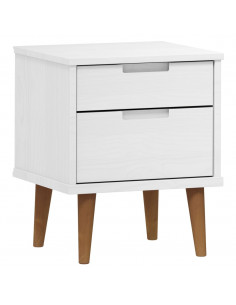 Comodino MOLDE Bianco 40x35x48 cm in Legno Massello di Pino 2