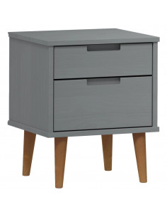 Comodino MOLDE Grigio 40x35x48 cm in Legno Massello di Pino 2