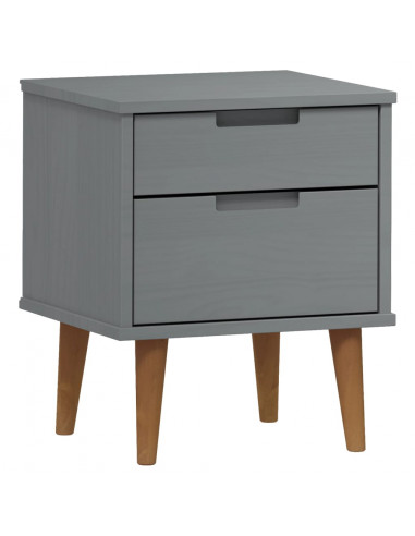 Comodino MOLDE Grigio 40x35x48 cm in Legno Massello di Pino