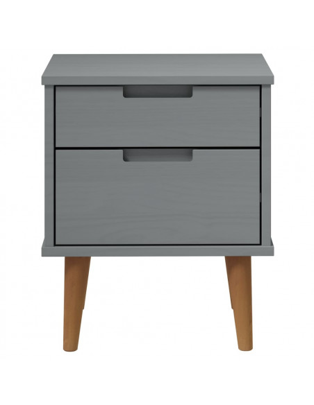 Comodino MOLDE Grigio 40x35x48 cm in Legno Massello di Pino