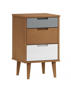 Comodino Marrone MOLDE 40x35x65 cm in Legno Massello di Pino 2