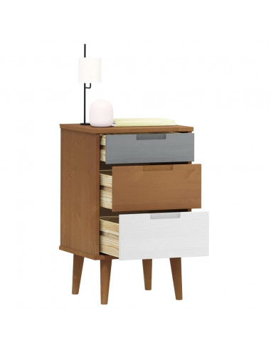 Comodino Marrone MOLDE 40x35x65 cm in Legno Massello di Pino