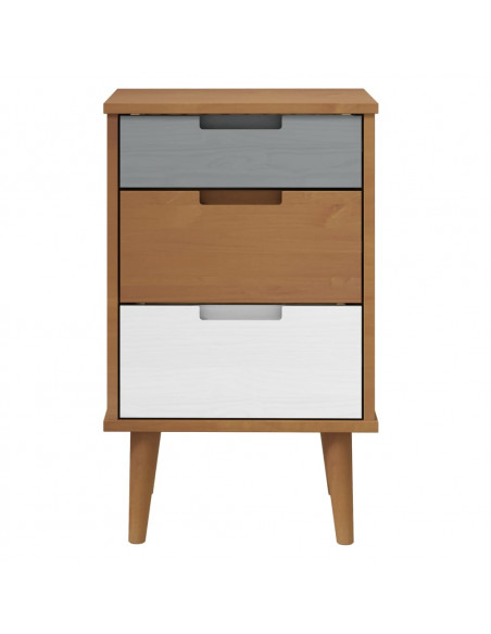 Comodino Marrone MOLDE 40x35x65 cm in Legno Massello di Pino
